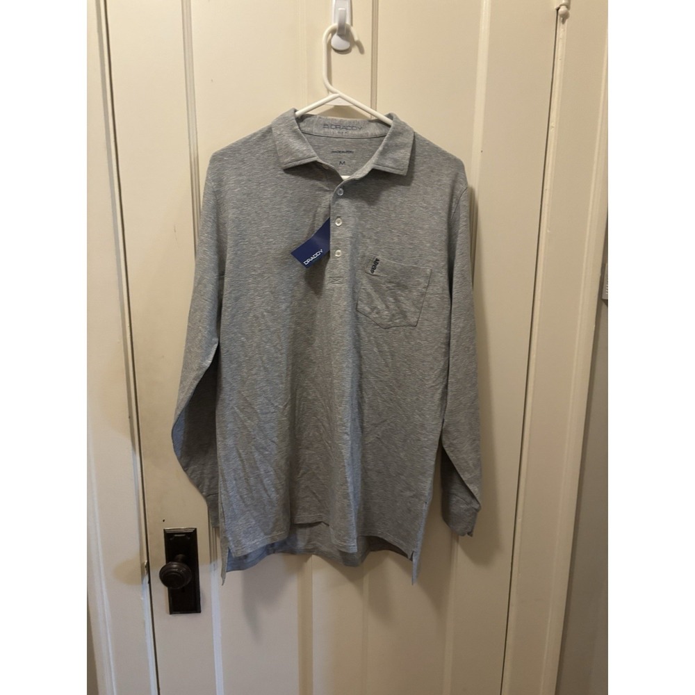 B. Draddy Long Sleeve Golf Polo Grey Mens Medium M Logo NWT